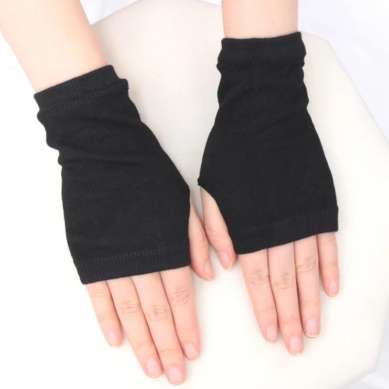 Short Fingerless Gloves Unisex Cotton Black Punk Glove Knitted Half-finger Mitten Hip-hop Student Anime Gloves Cosplay Accessory