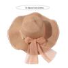 Spring Summer Lace Pearls Straw Hat Big Brim Women's Sun Hat Fashion Bow Ribbon Straw Hat  Outdoor