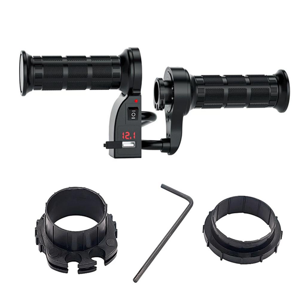 Universal Motorcycle Heated Grips 22mm Molded Grips ATV Heaters Temperature Control Hot Handlebar with USB