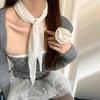 Wave Point Flower Silk Scarf Vintage Plaid Scarf Women's Spring New Collection Neck Strap Korean Small Scarf Decorative Muffler