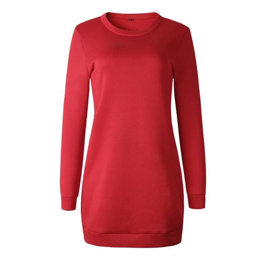 Buy Round Neck Mini Shirt-dress Women Long Sleeve Short Dresses Ladies Sexy  Casual Autumn Winter Dresses at affordable prices — free shipping, real  reviews with photos — Joom