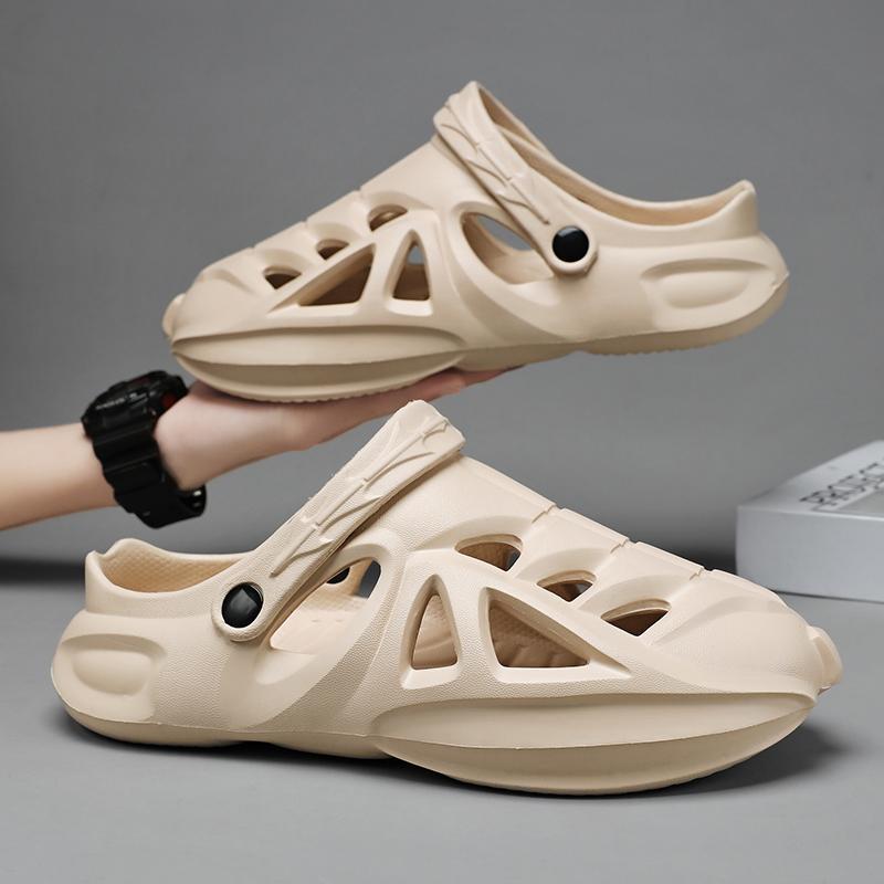 New Men's Hole Shoes, Summer Shit-feeling Bag Head Slippers, Casual Sports Sandals, Non-slip Beach Shoes