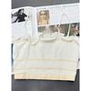 Foreign Trade Order Dee **LLY Wooden Ear Pleat Waist Exposed Navel Heavy Industry Exquisite Cami 55% Linen