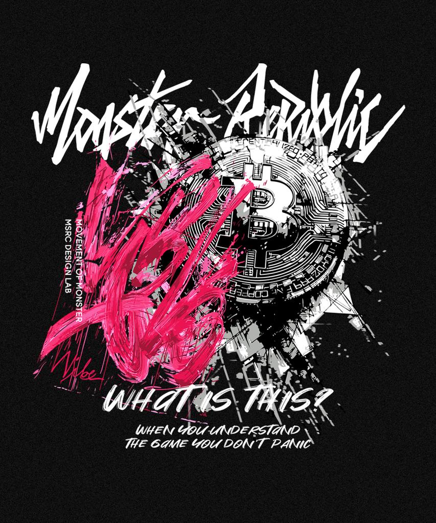 MONSTER REPUBLIC Bitcoin Vibe Vivid Pink T-Shirt Black