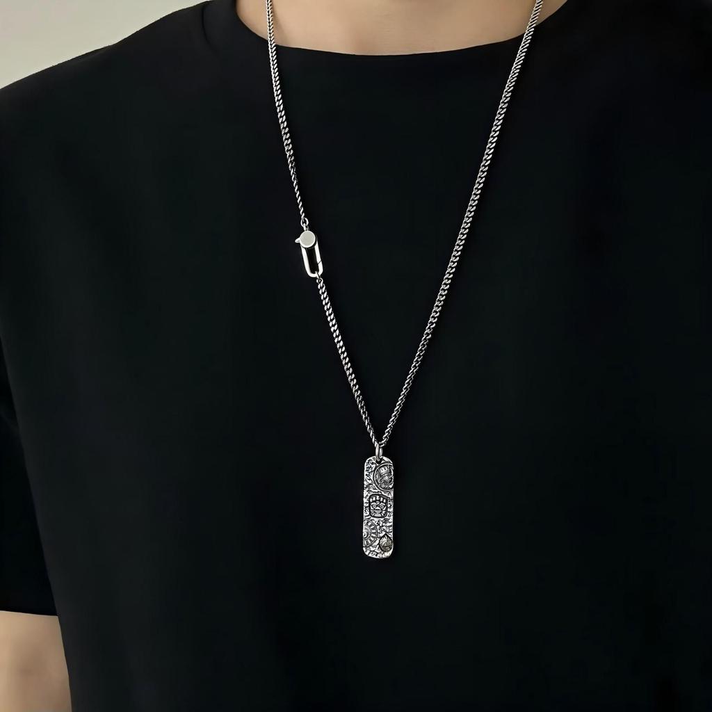 Versatile 925 Sterling Silver Horsewhip Chain Vintage Necklace Pendant Sweater Chain, Long Fashion for Men and Women.