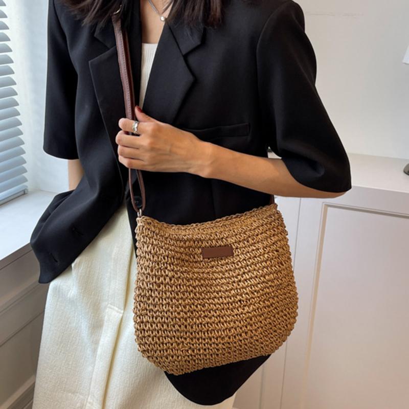 Woven Summer Fashion Straw Bag Beach Holiday Crossbody Bag Shopping Large Capacity Shoulder Handbag Messenger Ladies Women