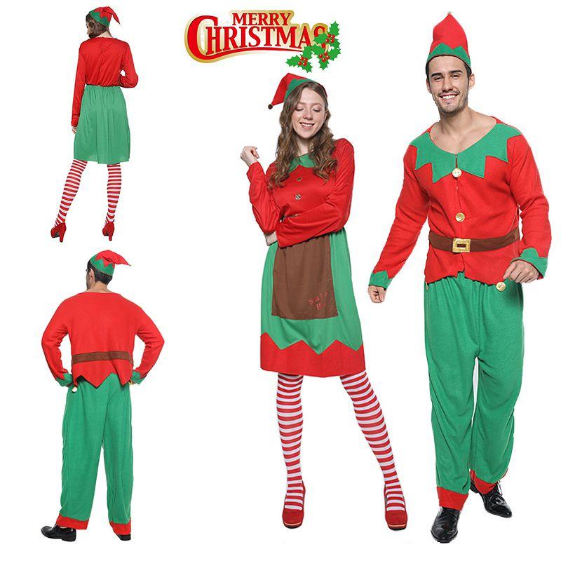 Christmas Elf Cosplay Costume Couple Outfits High Quality Polyester S/m/l