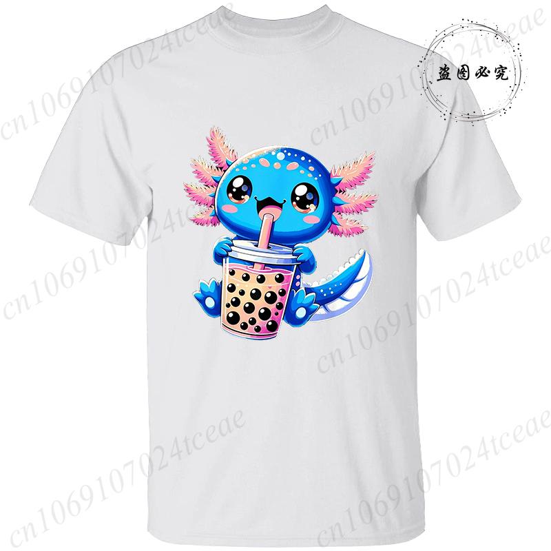 Axolotl-Gaming Anime Men's Women T-shirts Funny Graphic TShirt Tops  O Neck Short-sleeved Tops Summer Korean T Shirt Unisex Tees
