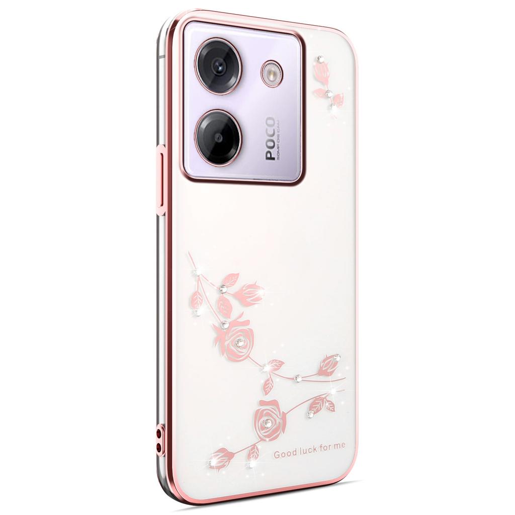 KADEM Für Xiaomi Poco M7 Pro 5G Hülle Blume Strass Dekor Galvanisiertes TPU Handyhülle