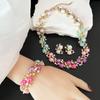 Collar, pendientes y pulsera de moda de color caramelo transfronterizos europeos y americanos, conjunto de joyería de boda con diamantes brillantes exquisitos, joyería de estilo de corte