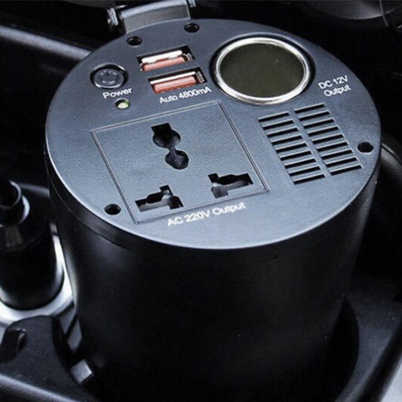 Car Plugs Adapter 150W Car Power Inverter with Double USB Charging Port for Devices Roads Trip Power Supply Adapter