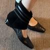 Inner height increase cm Maillard retro temperament thin boots women's new niche Spice Girl square head hollow short boots