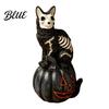 Halloween Spooky Atmosphere Decor Skull Black Cat Pumpkin Figurine Gothic Statue with Hollow Ribs Non-peeling Paint Ornament Decoration for Desktop