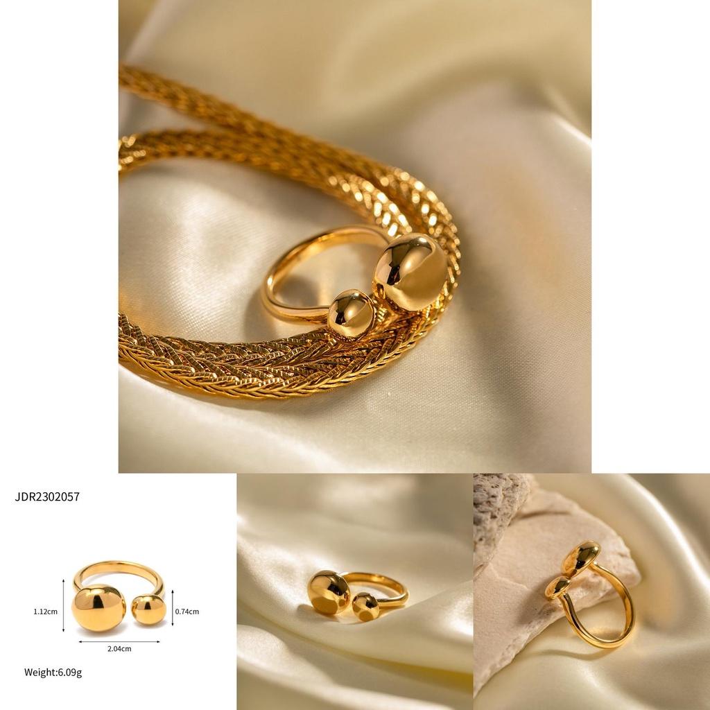 Trendy Ins Wind Cross-border Geometric 18k Gold Stainless Steel Water Drop Ring Durable Stainless Steel Material