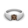 0.85 Ctw Round Smoky Quartz 925 Sterling Silver Solitaire Tension Set Women Wedding  Ring
