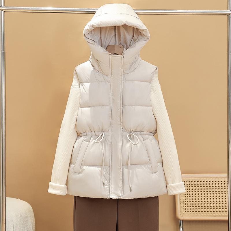 Hooded vest down cotton vest women's clothing autumn and winter short design slim fit with warm vest jacket