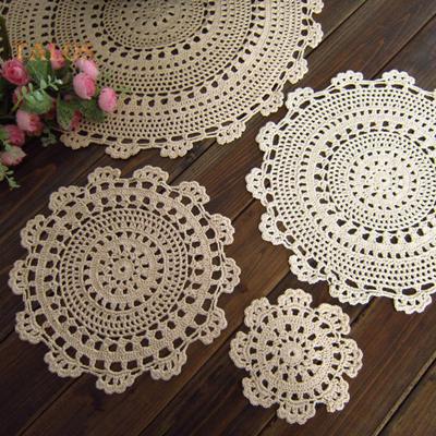 TLS Vintage Crochet Cotton Placemat Cup Mug Coasters Table Tea Coffee Cushion Pad