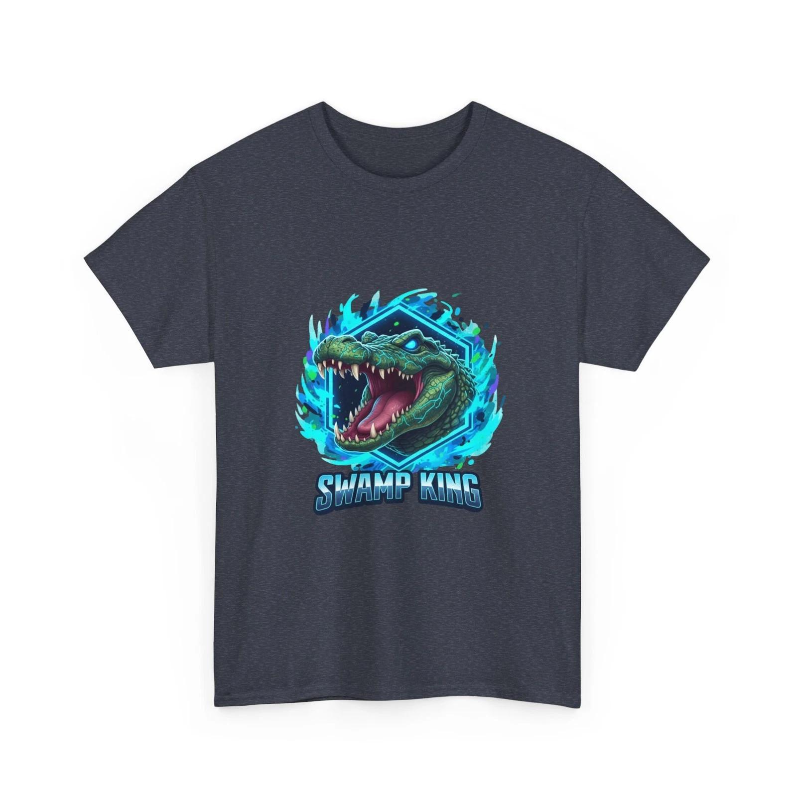 Swamp King Alligator T-Shirt | Neon Gator Animal Graphic Tee, Cool T-Shirt Gift 2XL
