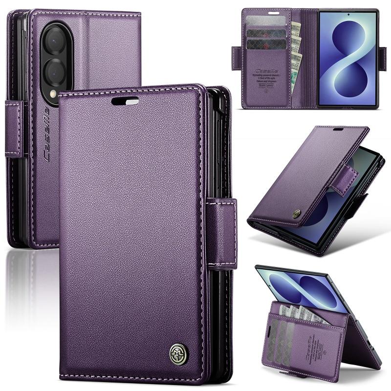 Luxury Magnetic Leather Wallet Card Slot Phone Case for Samsung Galaxy Z Fold 8 Ultra 7 6 5 Wireless Charging Flip Stand Cover