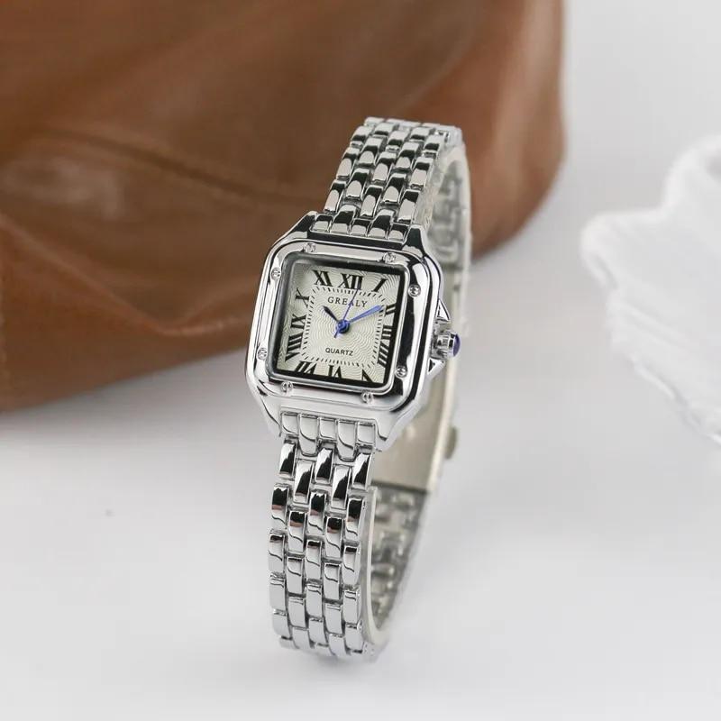 Luxury Square Women's Watches Brand Ladies Quartz Wristwatch Classic Silver Simple Femme Steel Band Relogio Feminino