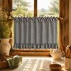 Oven Side Window Drapes Buffalo Plaid Curtain Skirt, Door with Ribbon Bows, Rustic Small Space Decor Half for Farmhouse Kitchen Sink, Cabinet,