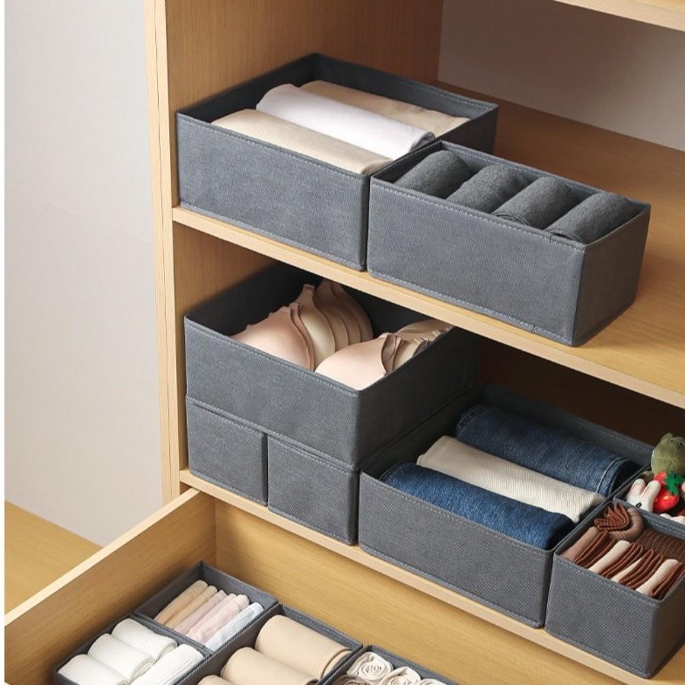 Organizatoare sertare cu design pliabil, coș de depozitare lenjerie cu compartimente multiple, depozitare dulap