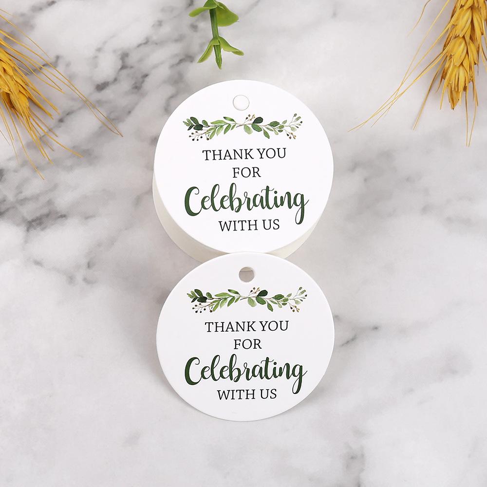 Waldgrüne Blatt-Geschenkanhänger, 4,5 cm rund - Dankeschön-Anhänger für Verpackungen