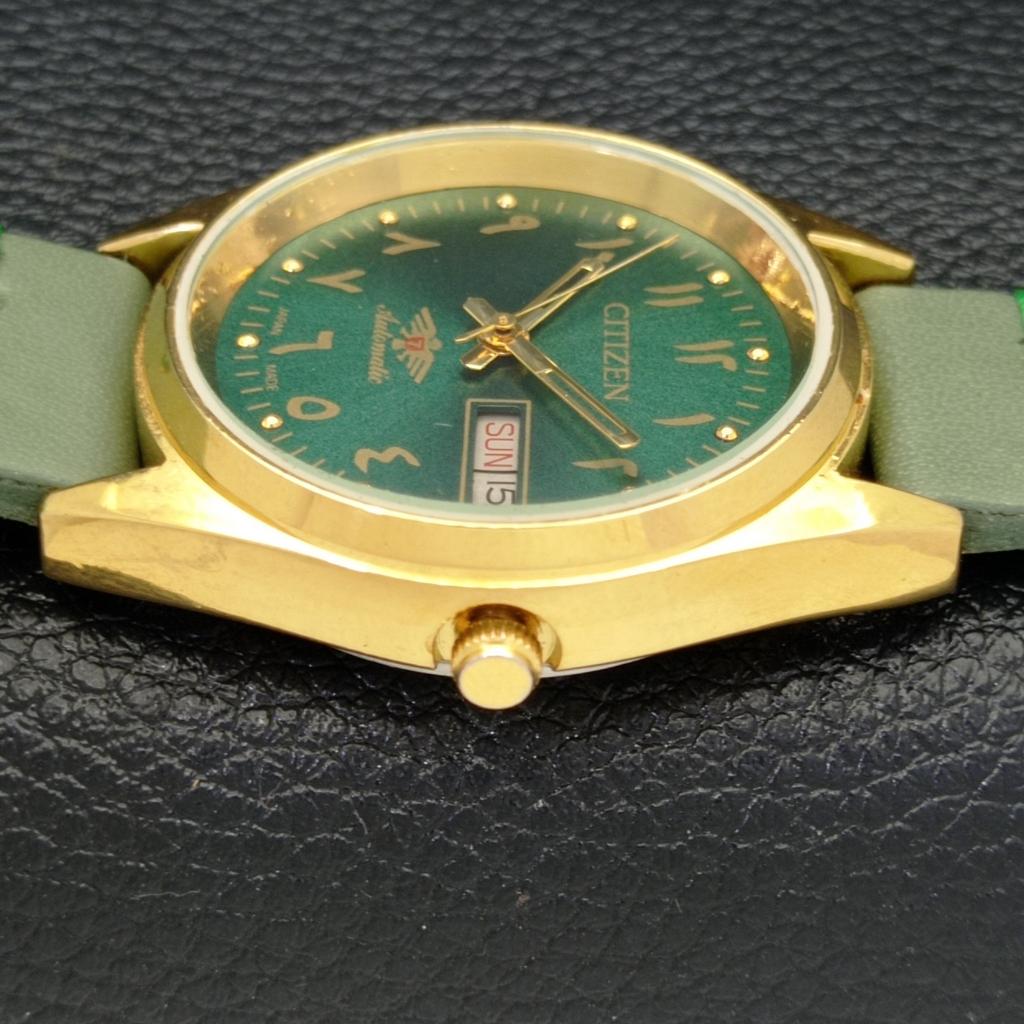 AUTOMATIC VINTAGE REFURBISHED CITIZEN 8200 JAPAN MENS GREEN DIAL WATCH A436281-2 R128-a436281