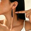 European & American Retro Petal Long Earrings - Influencer Style, Matte, Geometric Design for Women