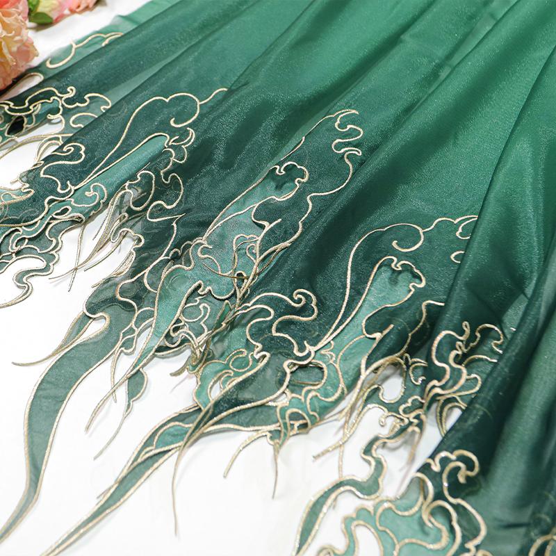1M Chinese Style Heavy Industry Embroidery Fabric Gradient tail DIY Edges Designer Fabric For Sewing Hanfu Dress Costume