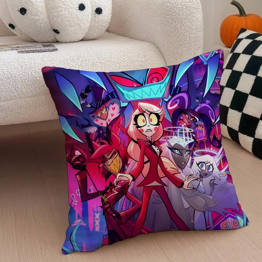 

Edgy Musical Quirky Animate HHazbin Hotel Cushion Cover Throw Pillow Cover Hidden Button Durable Polyester Chair Cushion 30X30cm