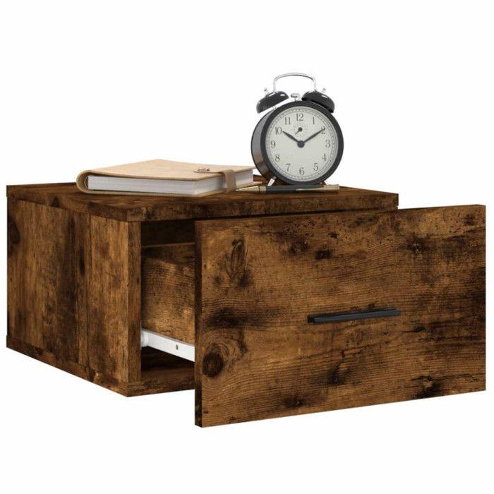 VidaXL Wall-mounted Bedside Table Smoked Oak 35x35x20 Cm 829862