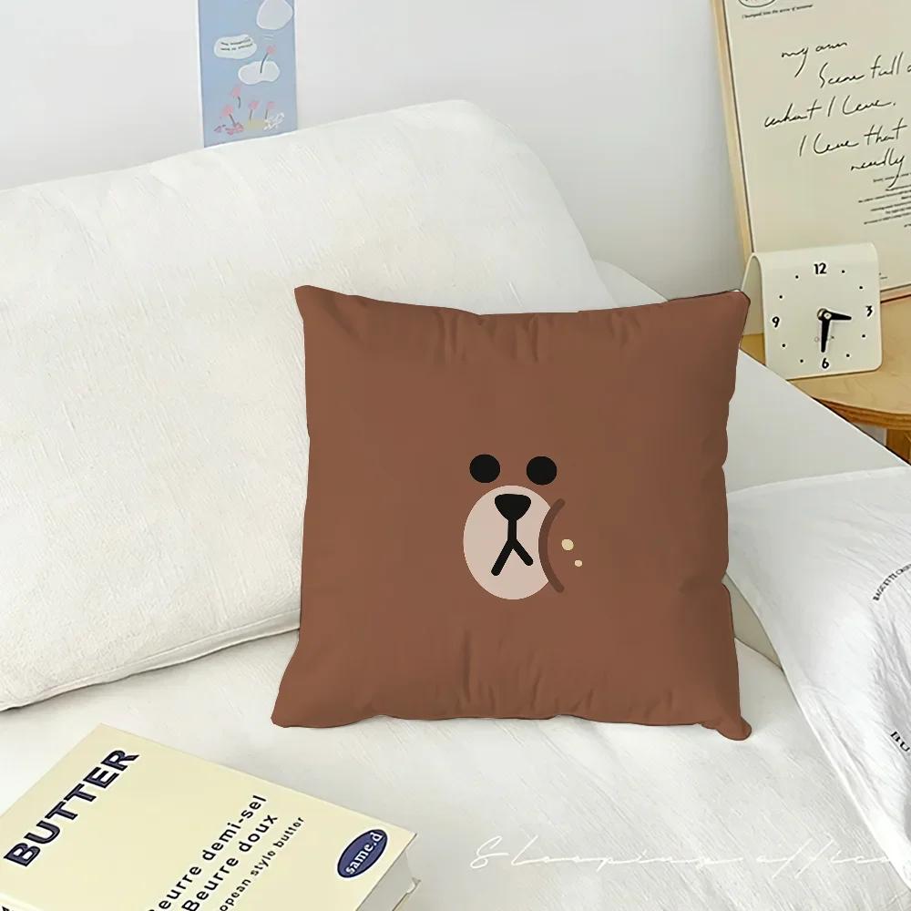 Korean Cute L-Line F-Friends Brown cushion cover Living Room Headboard Bedroom Office Cushion Cushion Sofa Nap Time Pillow Case