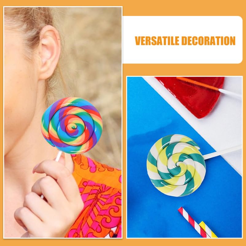Alasum Miniature Candy Set of 4 Lollipop Vivid DIY Sample Decorations for Pretend Candy Photo Booth Decorations Toys, Charms, Colors, Play,