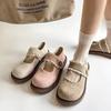 New college style Velcro Mary Jane shoes autumn height increase soft sole retro shallow mouth single shoes