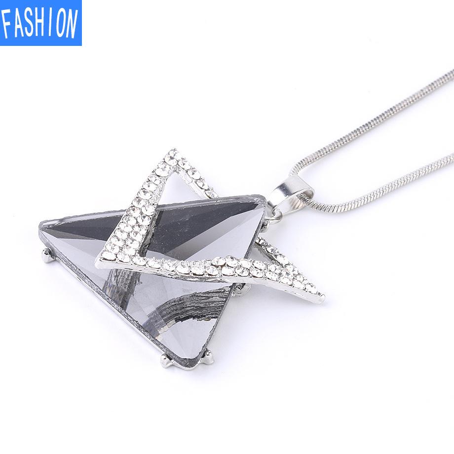 

Мужское ожерелье с треугольной подвеской, ожерелье со звездой Давида и кристаллом, длинное ожерелье, ювелирные изделия