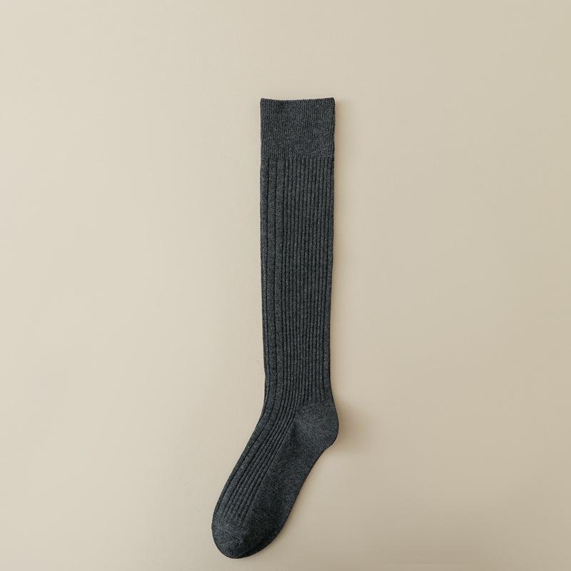 

Autumn And Winter Calf Socks Women S Solid Color Cotton Socks Stacking Socks High Tube Socks Jk Thin Student Long Socks Independent Packaging one size темно-серого