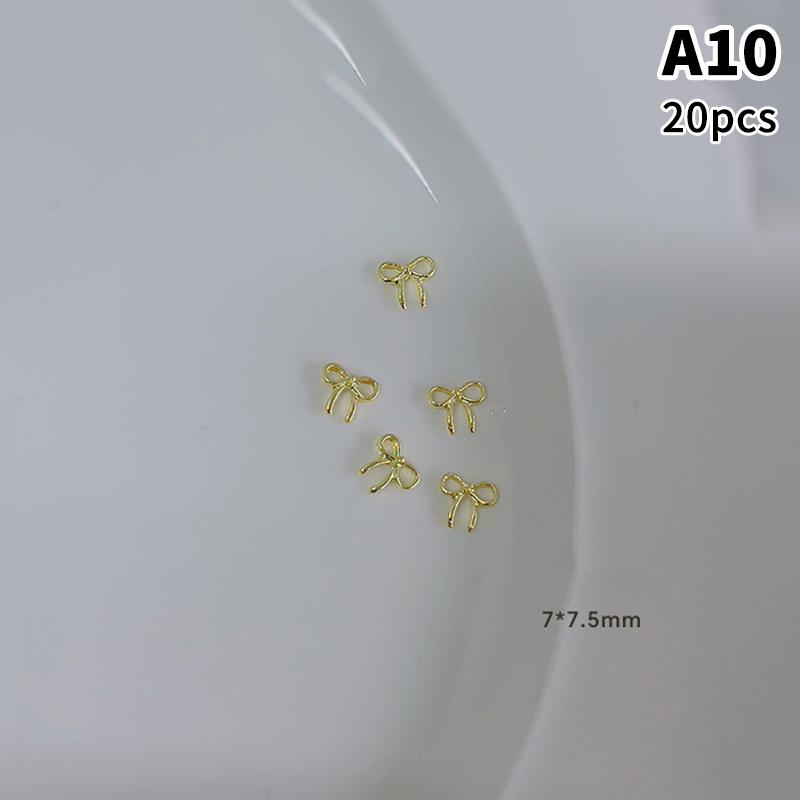 20 stuks Legering Lint Strik Nagel Charms Platte Achterkant Strikje Nagellak Decoraties Luxe Metaal Strikje Manicure