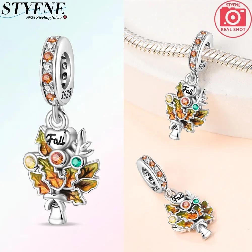 Autumn New Maple Forest Squirrel Pumpkin Car Charms Beads Fits Original Bracelets Bangle Luxury Diy Jewelry Making Women Gifts