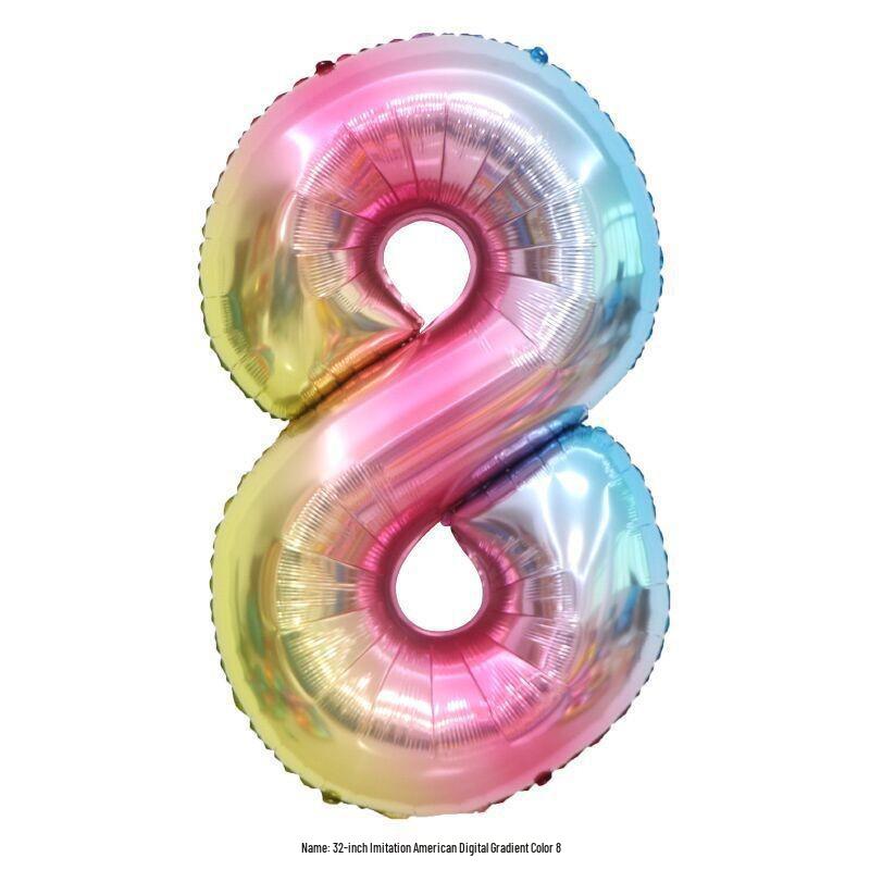 32" Rainbow Jelly Gradient Aluminum Foil Balloon for Birthday, Festival, Wedding Party Decorations