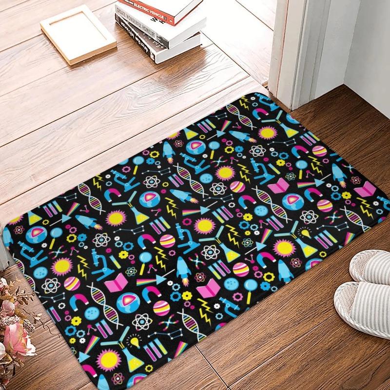 Science Theme Door Mat E=mc² Scientific Elements Non-slip Entrance Rug for Home Decor Living Room Bedroom Nerds Collection