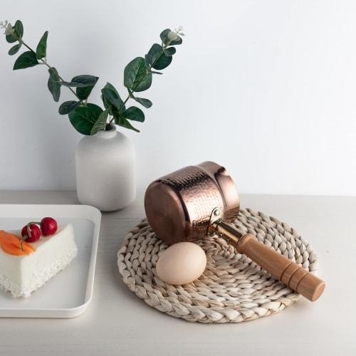 IMEEA Milk Pan, Saucepan, 18-10 Stainless Steel, Induction Compatible, 400ml, with Spout, Antique Gold