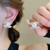 Silver Needle Zircon Flower Pearl Stud Earrings Exquisite Light Luxury High-end Earrings Niche White Versatile Earrings