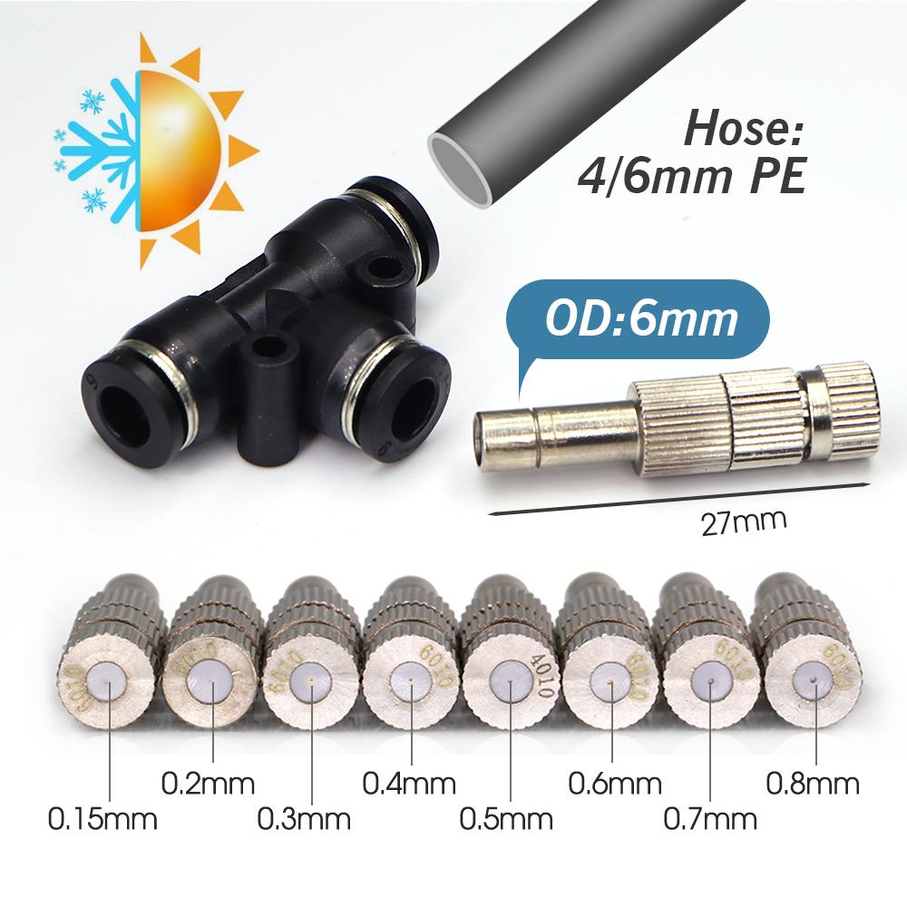 1box/50pcs 0.15-0.8mm Low-pressure Misting Nozzles Built-in Filter Fine Atomization Sprayer Quick Push Garden Irrigation Cooling