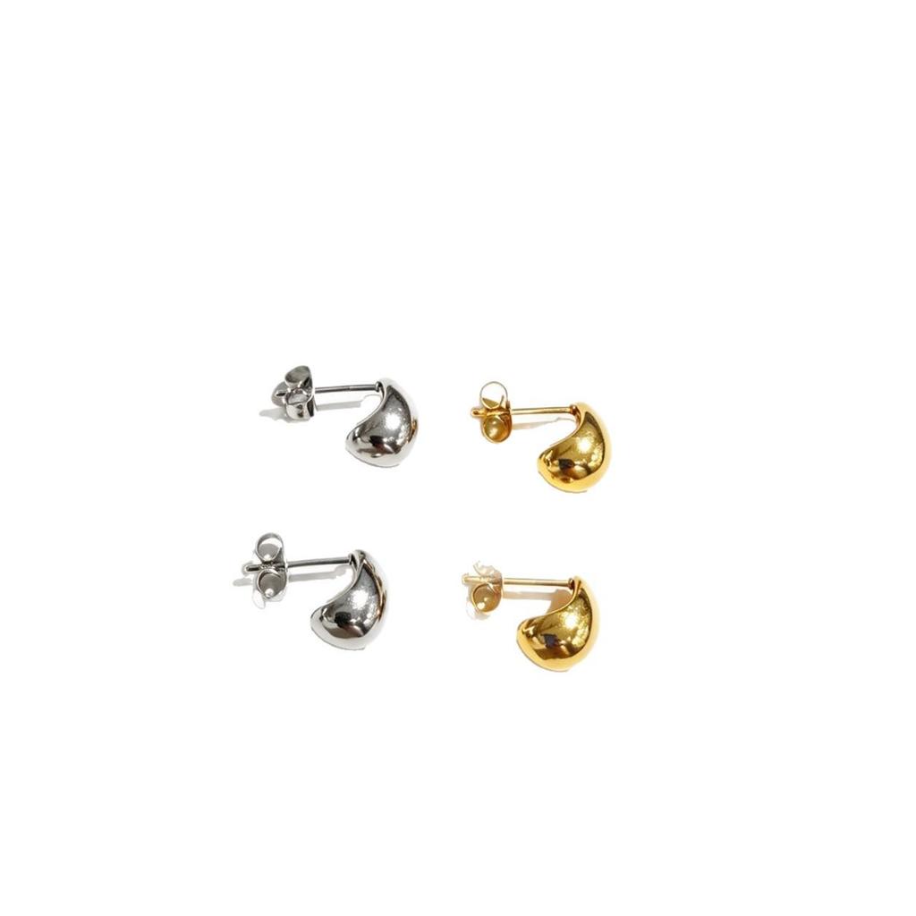 Titanium Steel Water Drop Stud Earrings: Geometric Design for Women