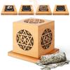 YERHOME Organic White Sage 35g Bamboo Carved Incense Holder Set Stylish Incense Burner for Power Horizontal No Ash Suitable for Gemstones and Incense