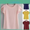 Summer Women Lotus Short Sleeve Blouse Tops Ladies Loose T Shirt Casual Top Tee