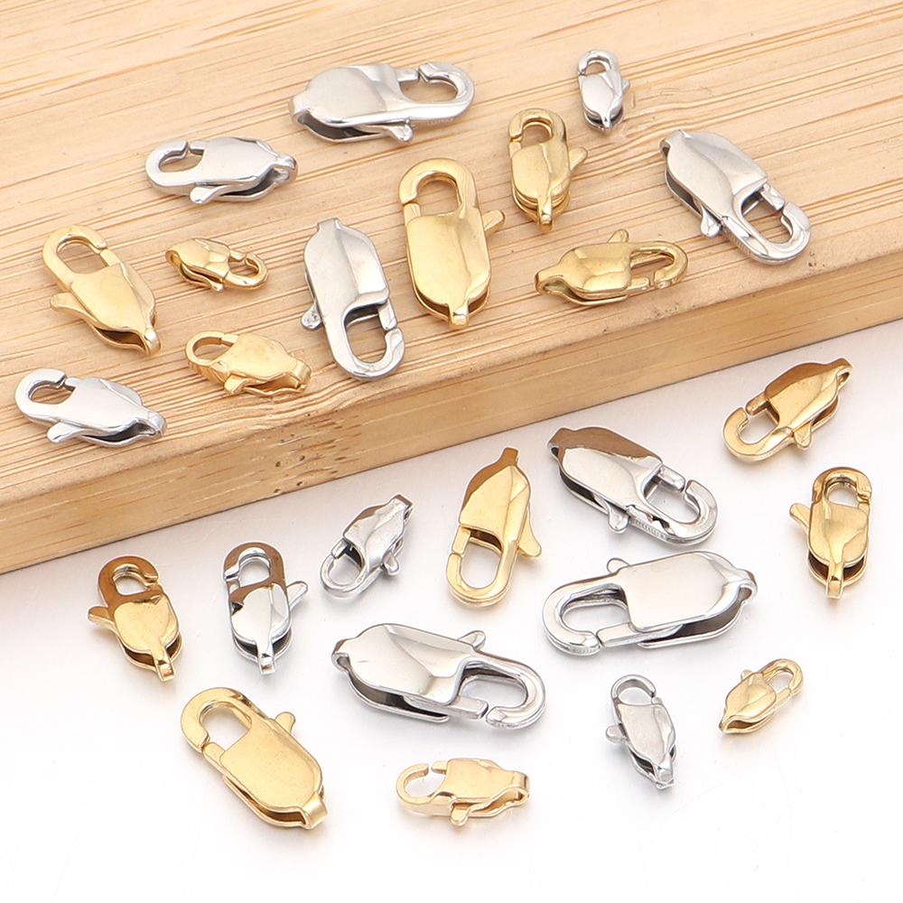 5pcs/lot Stainless Steel Clasps Polishing Rectangle Lobster Clasps Hooks End Clasps Connectors DIY Jewelry Making Accessories