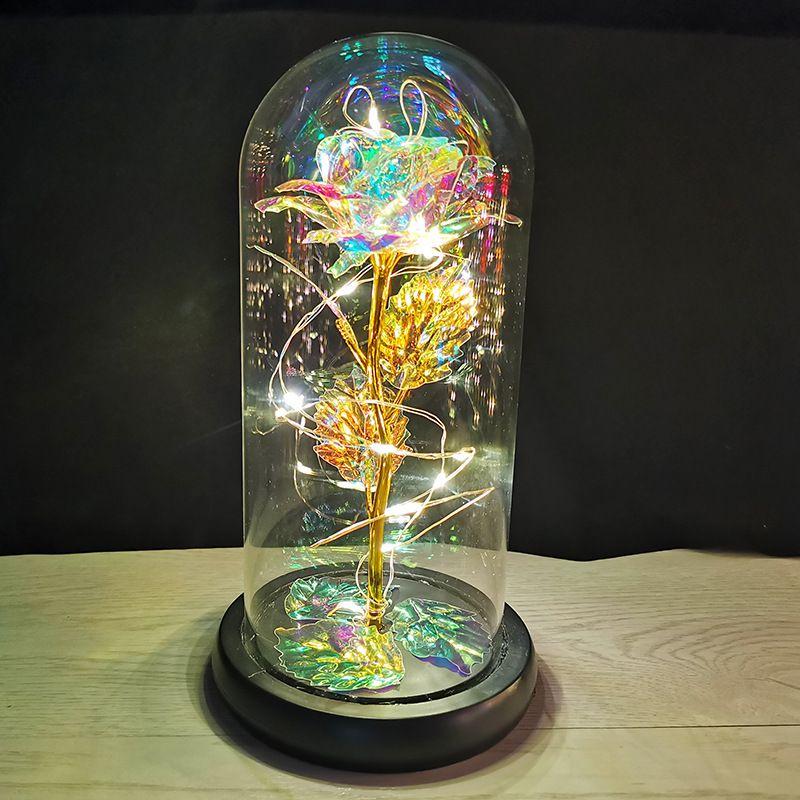Stunning Eternal Flower In Glass Dome With Led Lights Unique Home Decor