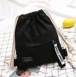 Schoolbag Canvas Bag Drawstring Backpack Solid Color Simple Versatile Cloth Bag Bundle Bag Women's Bag Leisure Bag